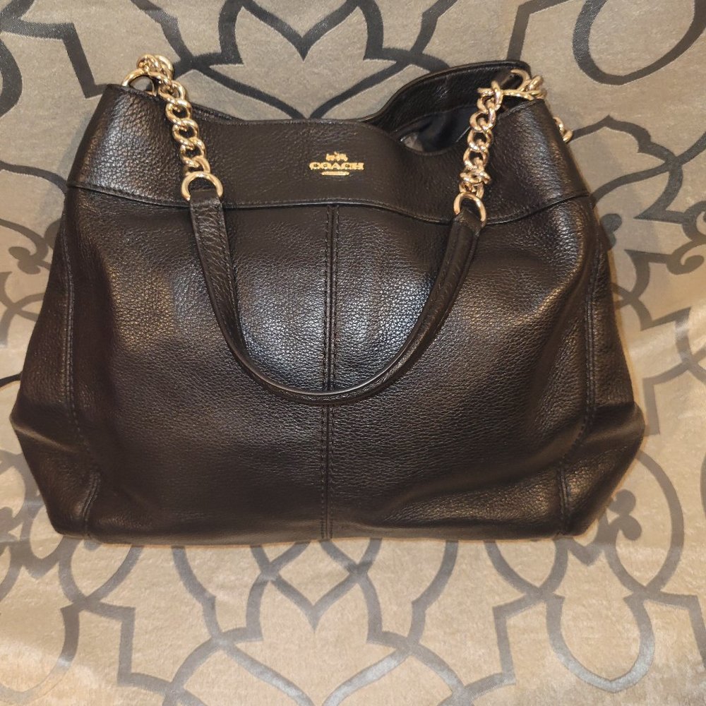 Coach Large Lexi chain pebble leather shoulder handbag